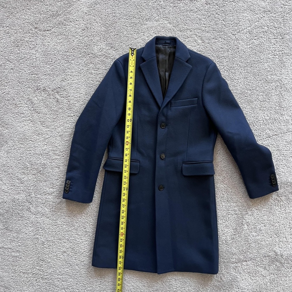 Acne Studios Garret Wool Overcoat Mens 46 Navy Blue Single Breasted Lined - Picture 12 of 15